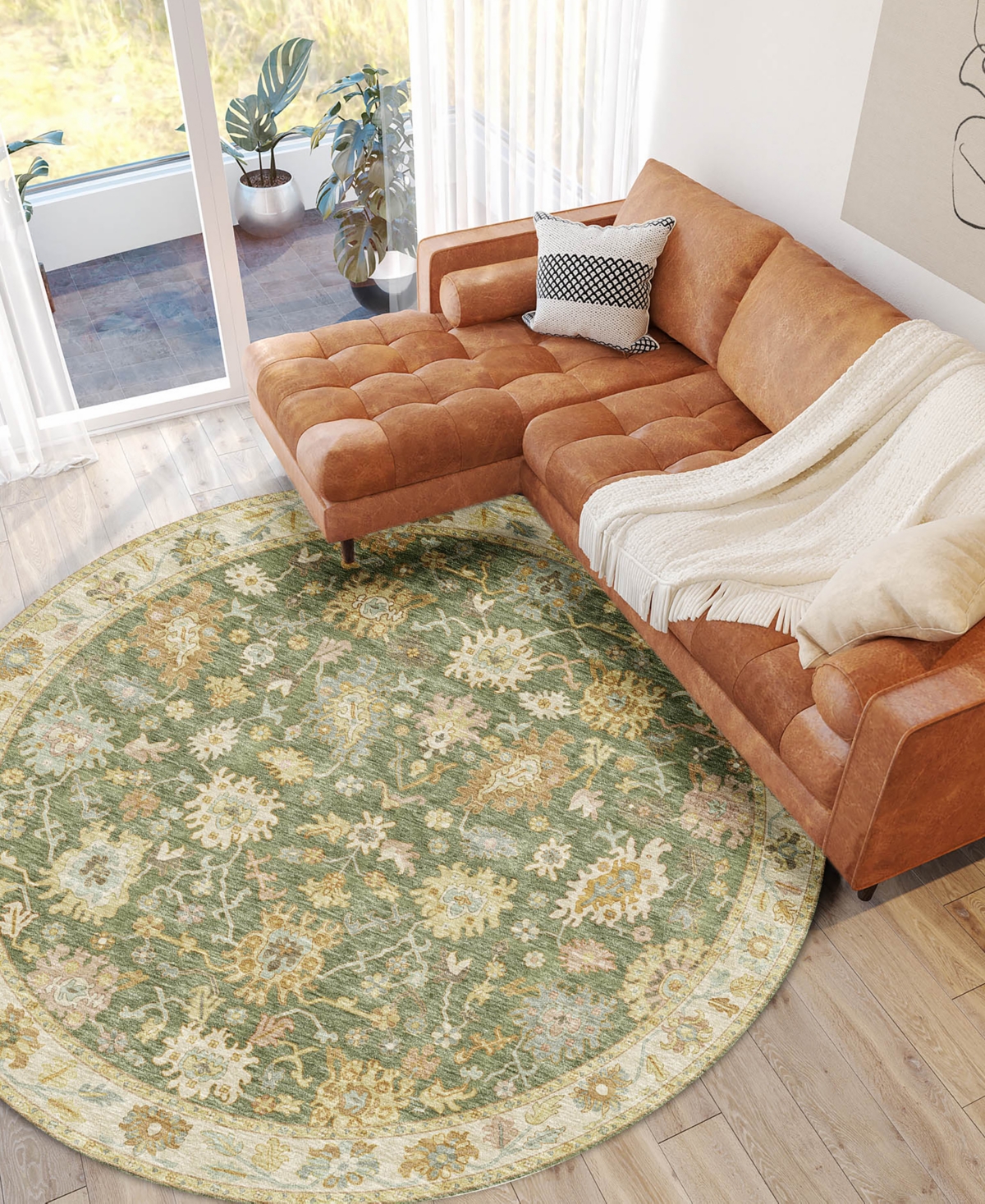 Dalyn Hatay Washable Hy2 8'x8' Round Area Rug In Sage