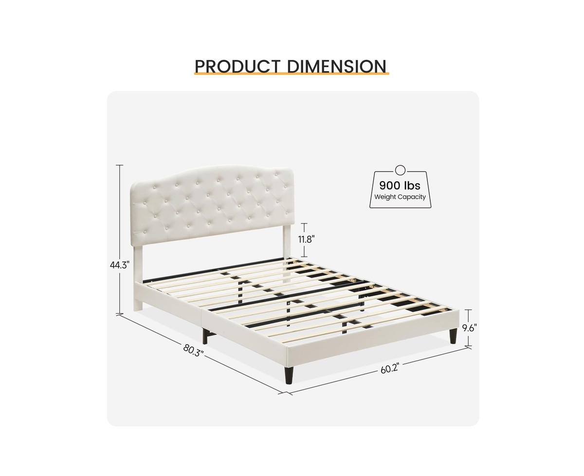 gaomon Bed Frame with Headboard Adjustable, Button Tufted Mattress Foundation, Wooden Slat Support, No Box Spring Needed