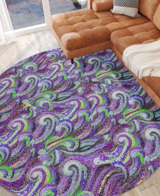 Seabreeze Washable SZ14 8'x8' Round Area Rug