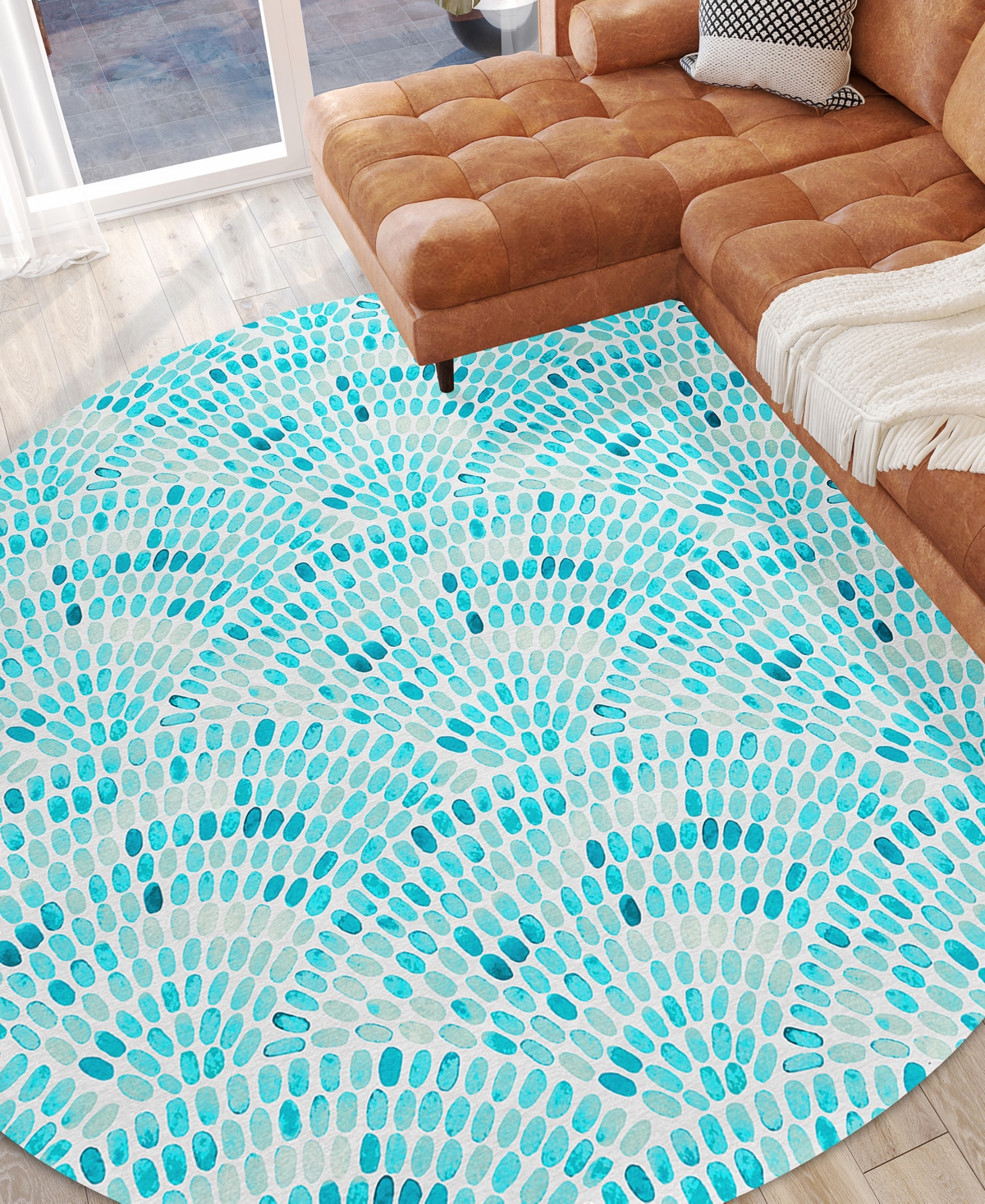 Dalyn Seabreeze Sz7 8'x8' Round Area Rug In Teal