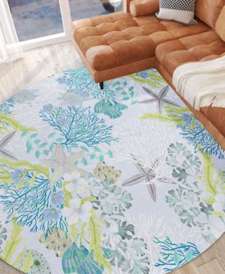 Seabreeze Washable SZ1 8'x8' Round Area Rug