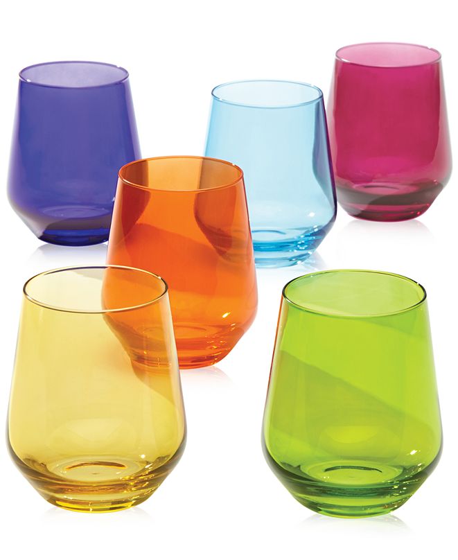 Lenox Tuscany Color Stemware Collection, Set of 6 Stemless Wine Glasses