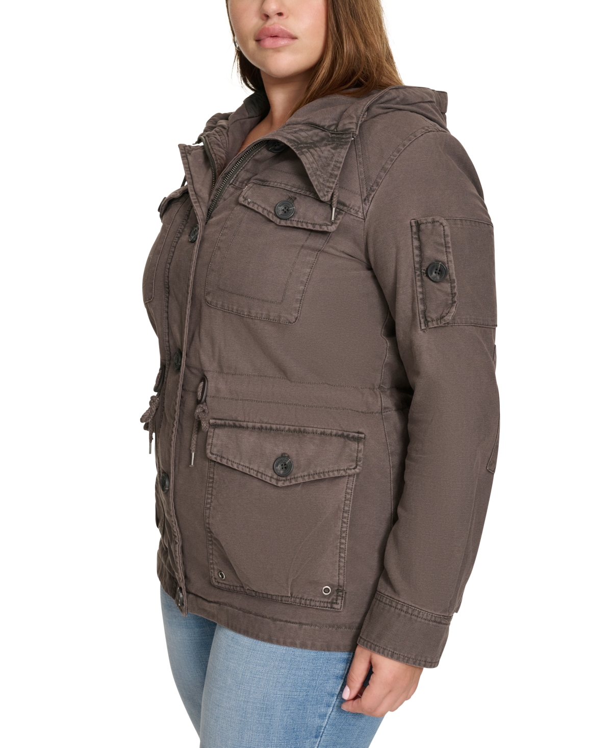 Levi s Trendy Plus Size Cotton Hood Utility Jacket Army Green Smart Closet