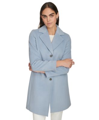 Womens Single-Breasted Wool Blend Coat