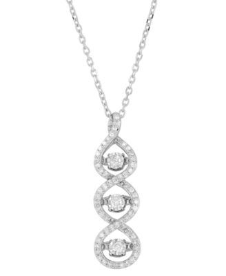 Macy's - Diamond Crossover Triple Twist Pendant Necklace (1/3 ct. t.w.) in 10k White Gold, 16" + 2" extender