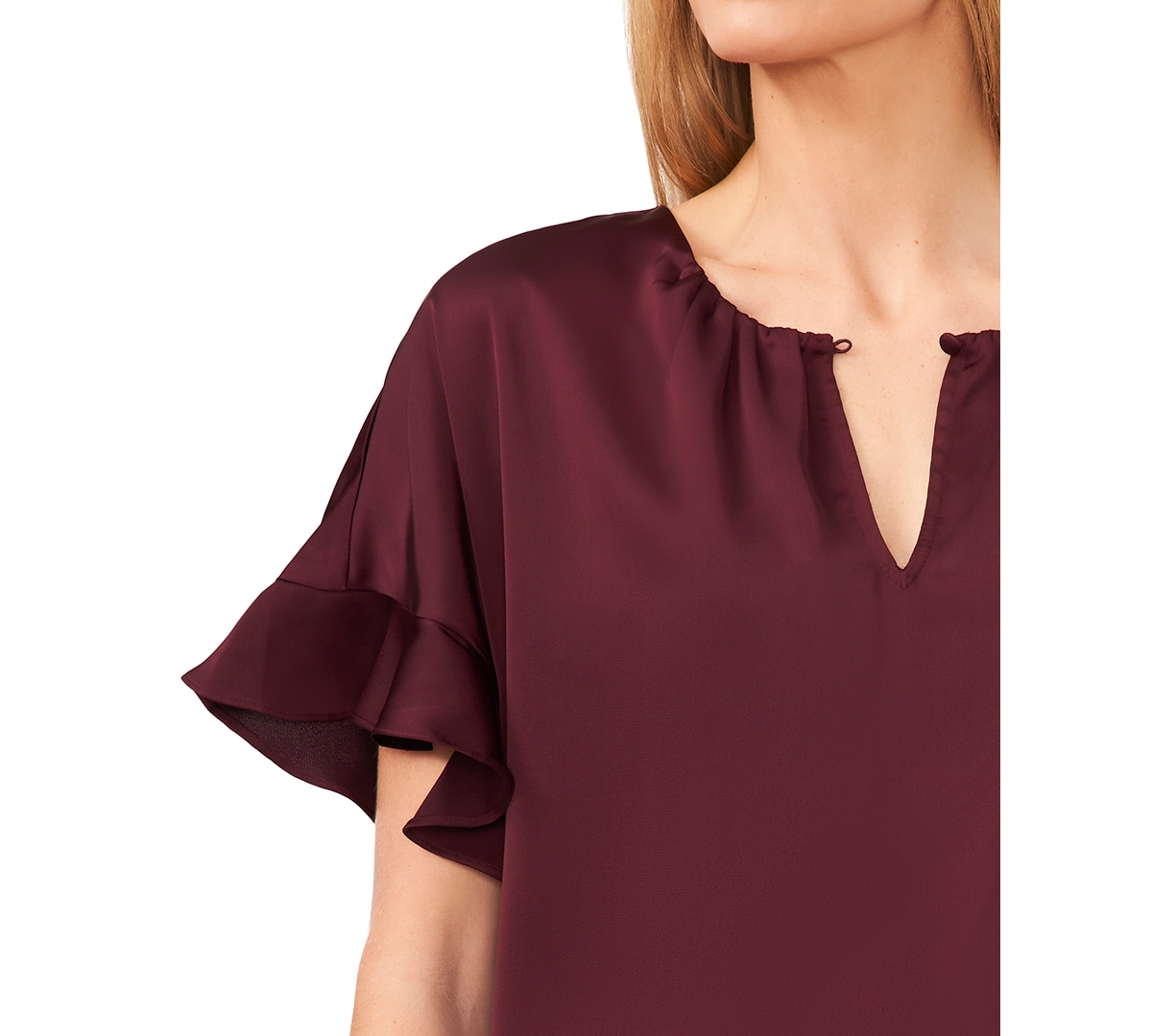 Shop Cece Women's Short-sleeve Flutter Blouse In Rich Cabernet