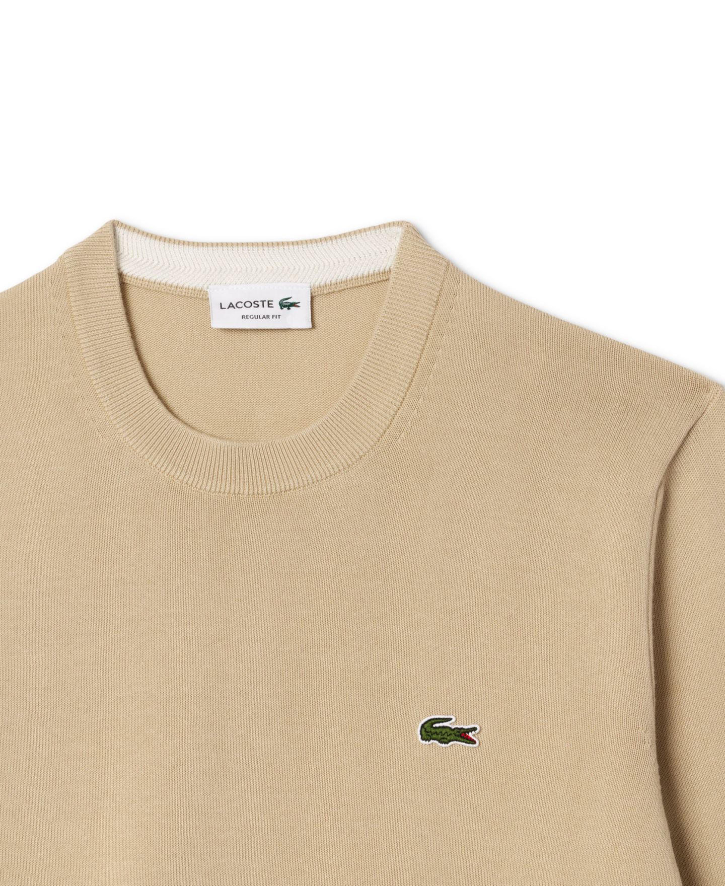 Мужской однотонный свитер Lacoste с крокодилом, цвет: Бежевый — фото 5