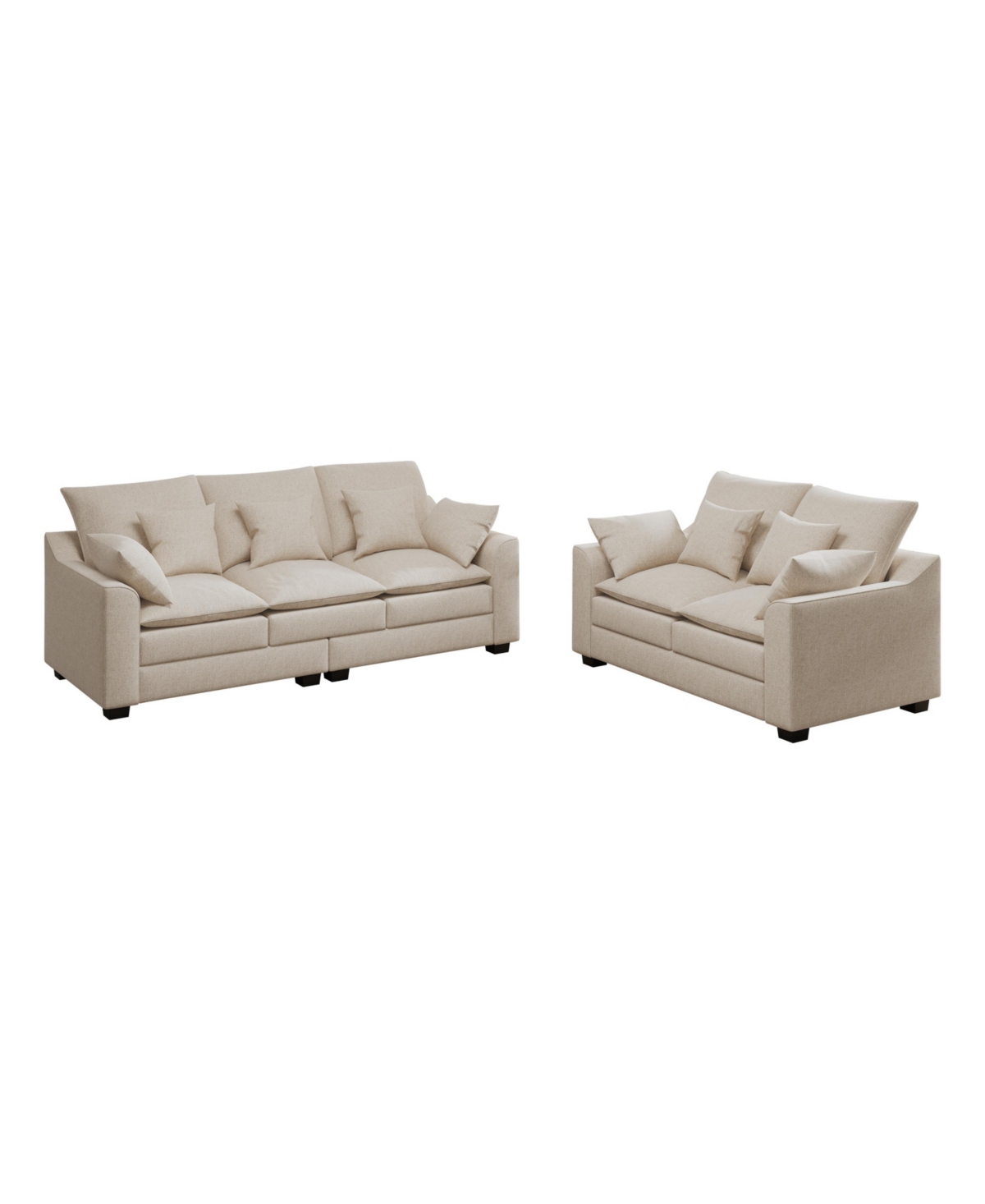 Streamdale Furniture 2 Pieces Sofa Couch 3-Seater and Loveseat with Pillows Polyester Upholstered Duck Down Filled Cushion Sofa Set for Living Room Ap