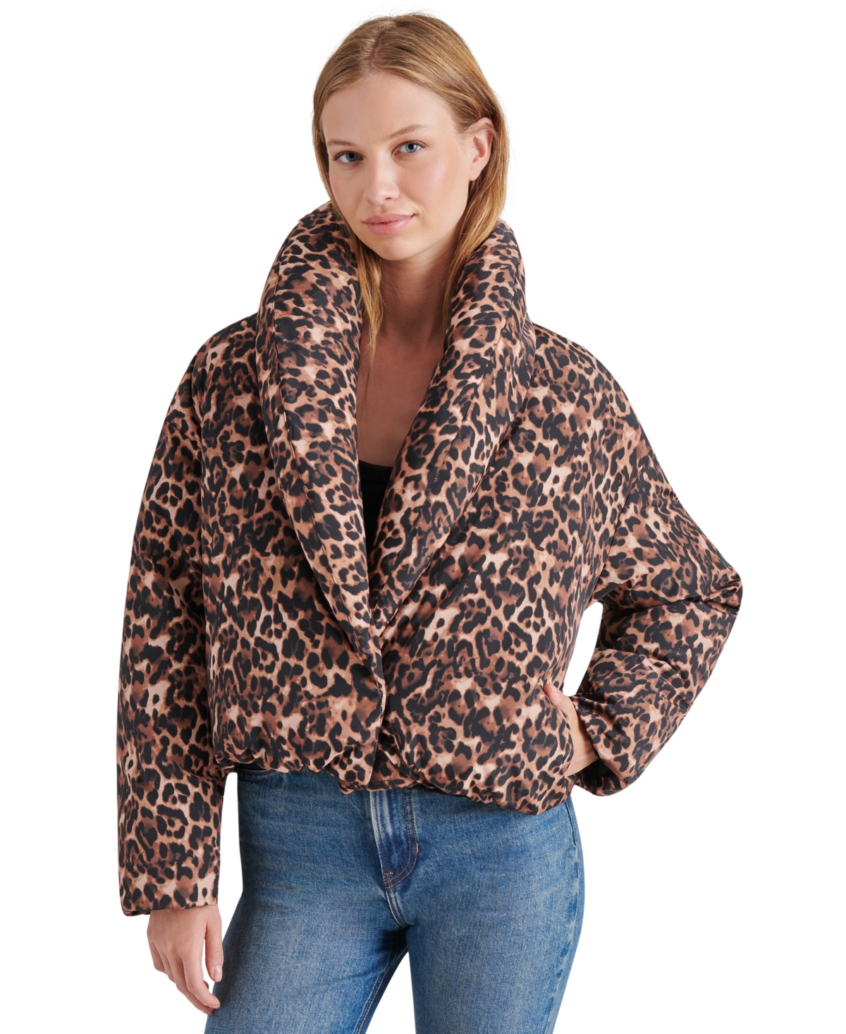 Steve Madden Women's EvyPrint Puffer Jacket - Leopard