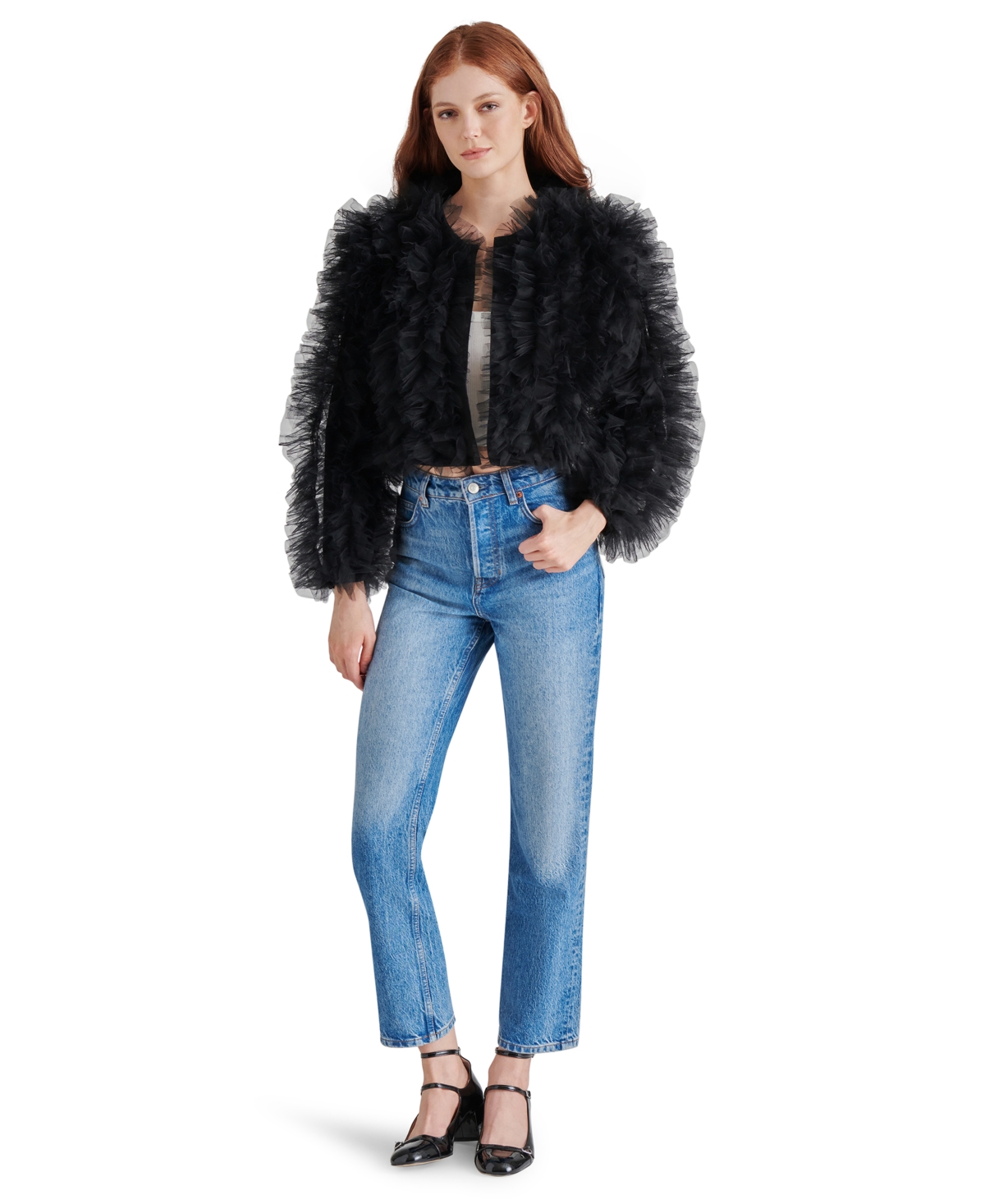 Steve Madden Women's Odile Ruffled Tulle Jacket