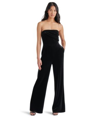 Steve Madden - Women's Swanilda Velvet Wide-Leg Jumpsuit