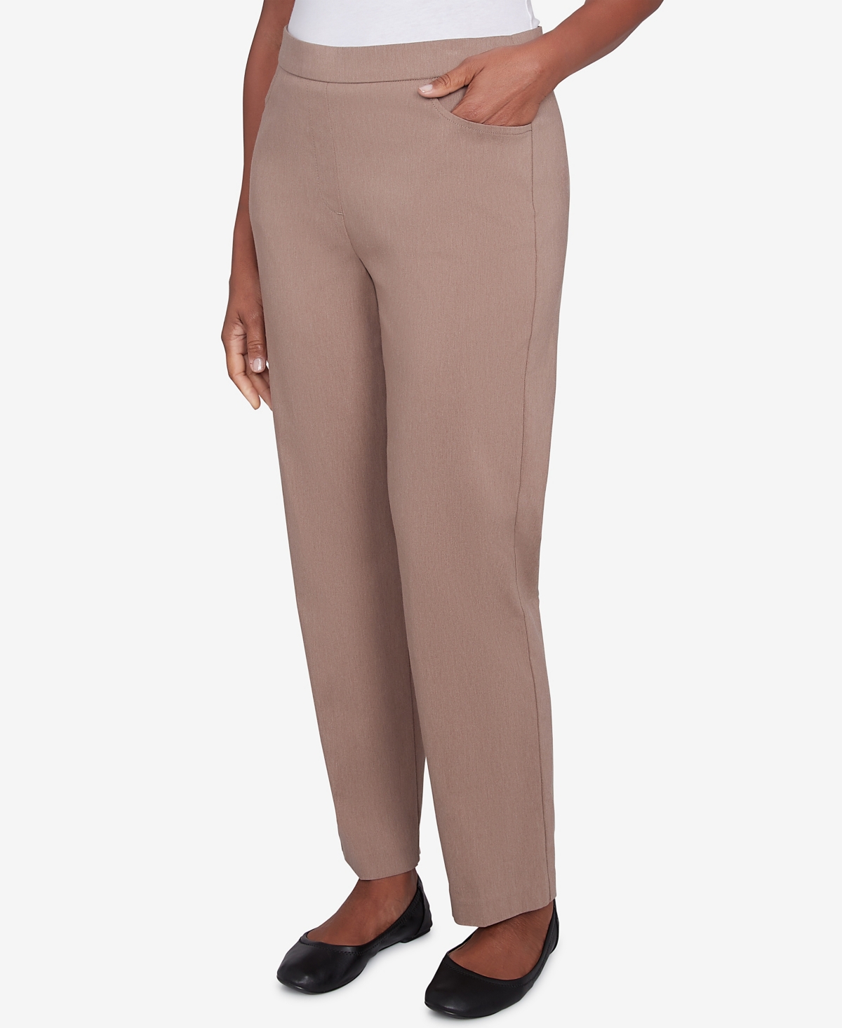 Alfred Dunner Petite Telluride Millennium Faux Fly Front Short Length Pants In Fwnhthr