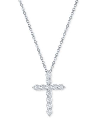 Macy's - Diamond Cross Pendant Necklace (1/2 ct. t.w.), 16" + 2" extender