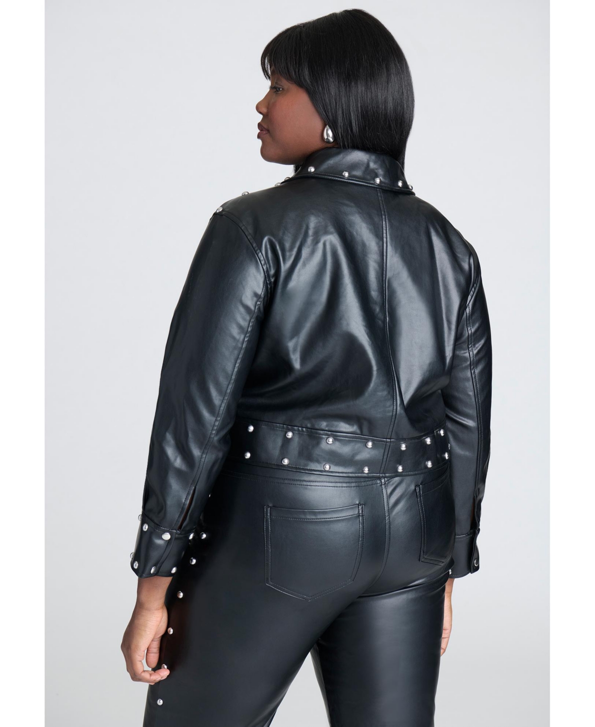 Eloquii Plus Size Studded Faux Leather Jacket