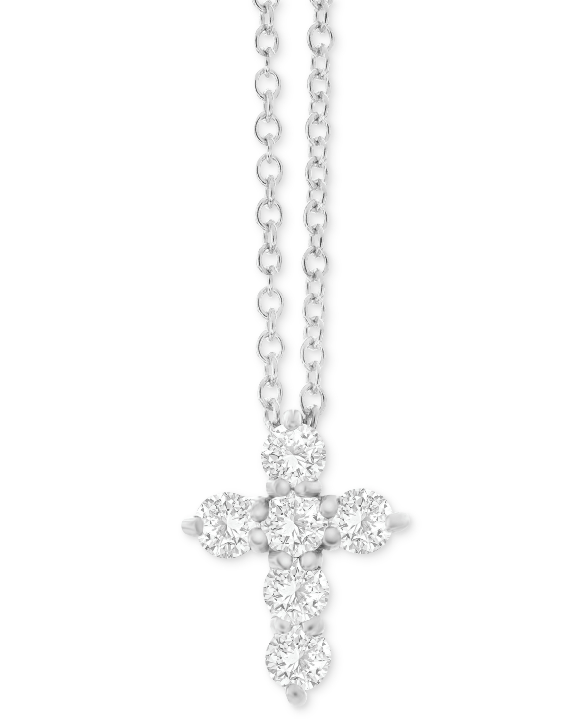 MACY'S DIAMOND PETITE CROSS PENDANT NECKLACE (1/3 CT. T.W.) IN 14K WHITE OR YELLOW GOLD, 16" + 2" EXTENDER 