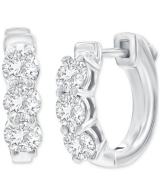 Macy's - Diamond Hoop Earrings (1-1/2 ct. t.w.) in 14k White or Yellow Gold