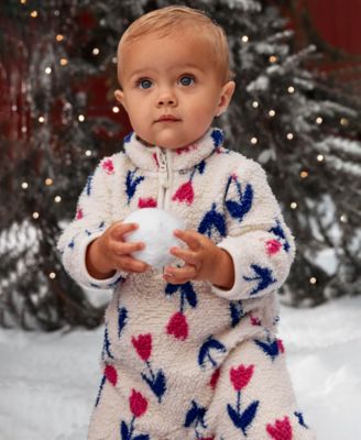 Carter's - Baby Girls Floral Faux-Sherpa Jumpsuit