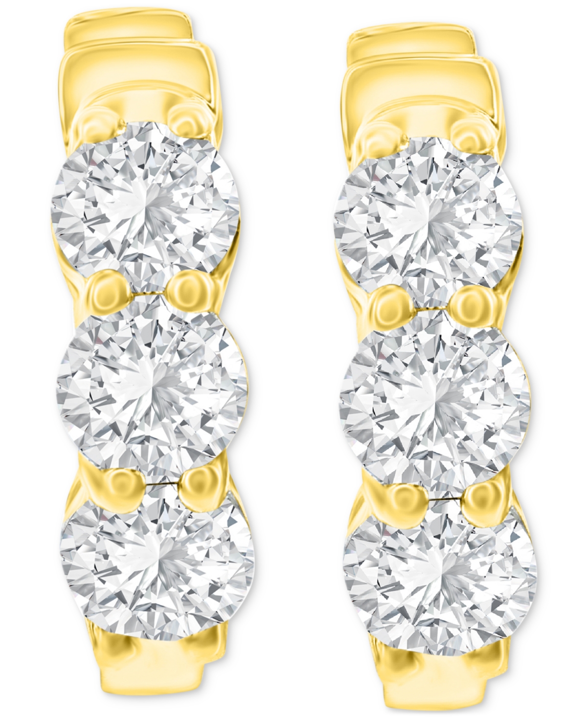 Macy's Diamond Hoop Earrings (1-1/2 Ct. T.w.) In 14k White Or Yellow Gold In Yellow Gold