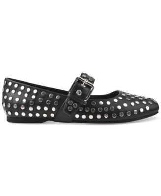 Women's Mellie Buckle Strap Studded Mary Jane Flats