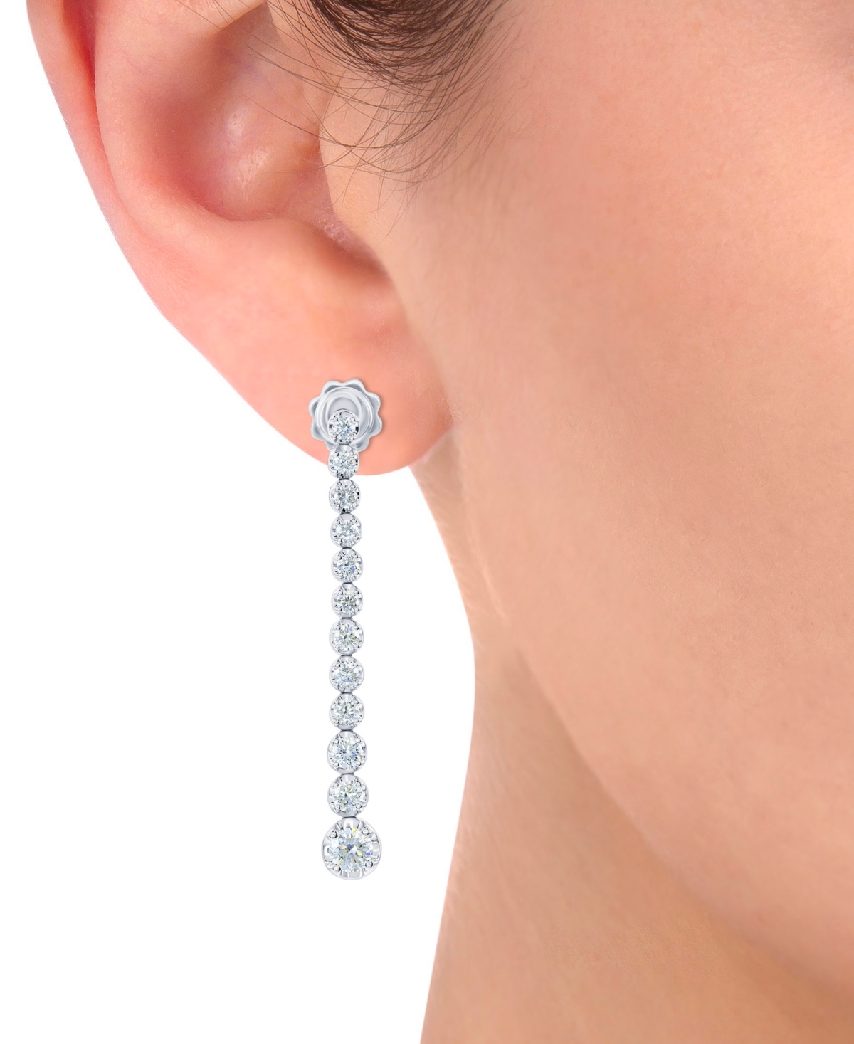Diamond Graduated Linear Drop Earrings (1-1/2 ct. t.w.) in 14k- White Gold