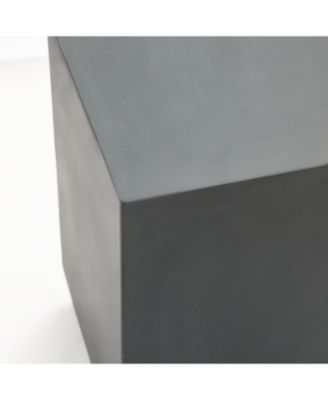 Outdoor Side Table, 18'' Minimalist Gray Square Cement End Tables, Small Accent Table for Indoor, Outdoor, Porch, Poolside, Backyard, Modern Patio Furniture, Plant Stand