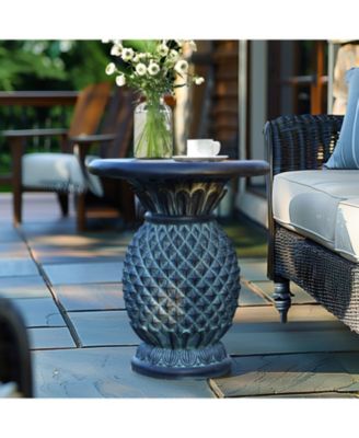 Patina Gray MgO Pineapple Outdoor Side Table