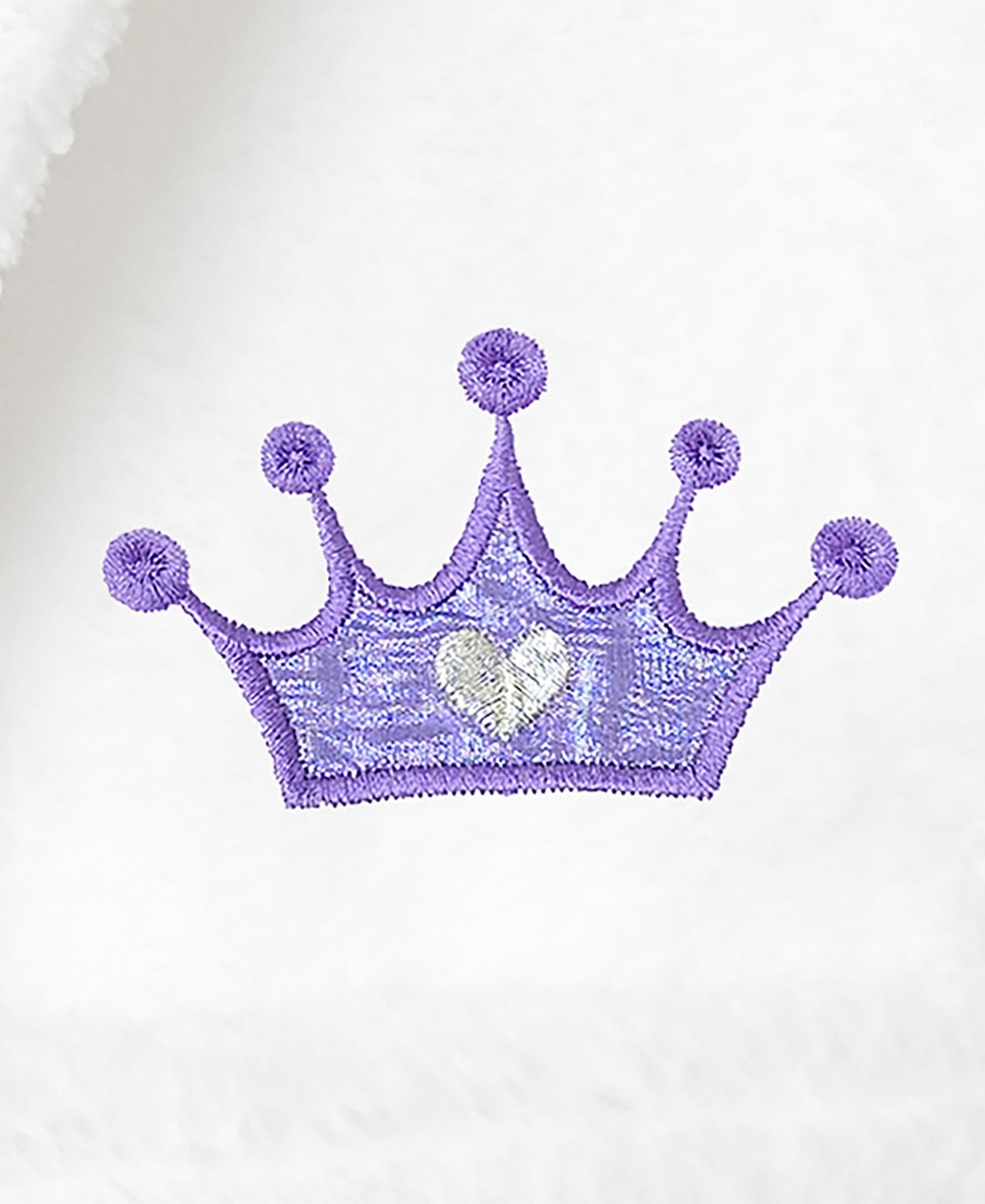 Linum Home Kids Crown Super Plush Double Brushed Hooded Bathrobe In White,purple
