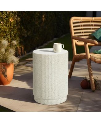 Ivory White Cement Round Outdoor Side Table