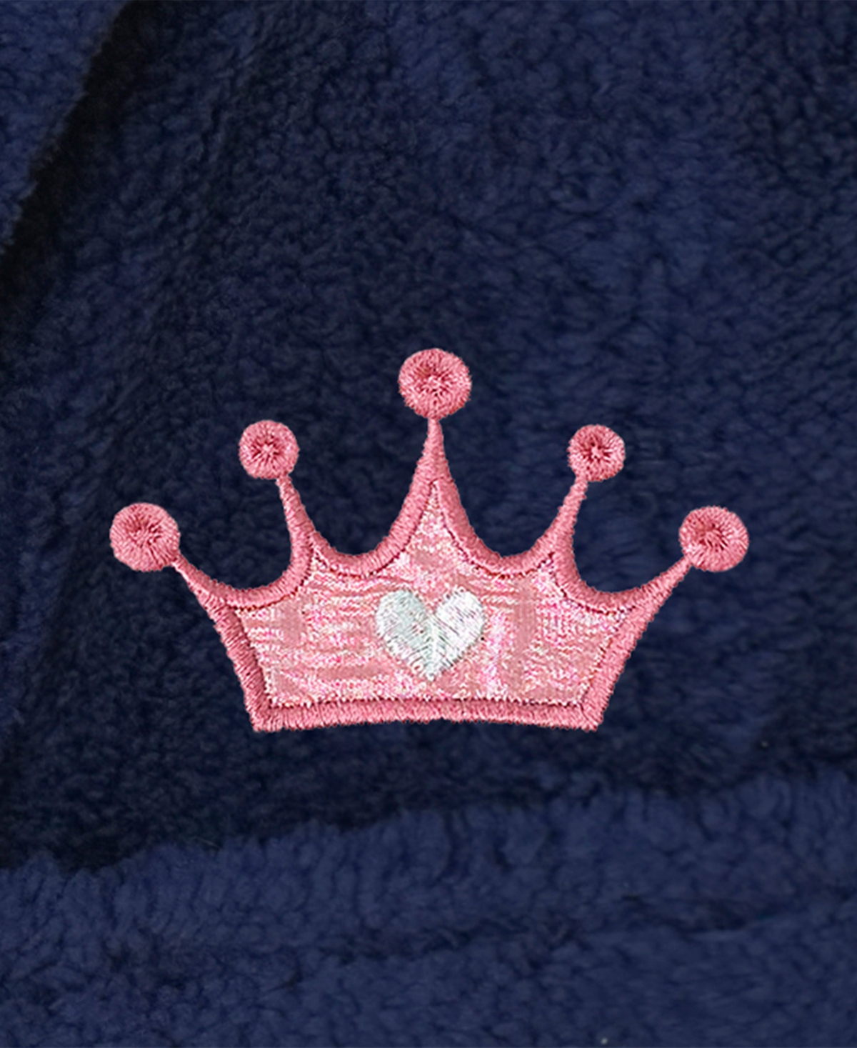 Linum Home Kids Crown Super Plush Double Brushed Hooded Bathrobe In Navy,pink