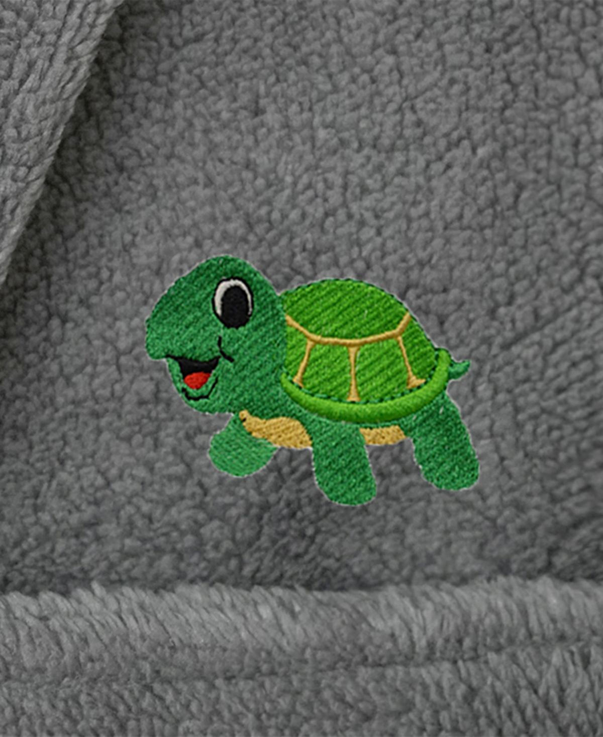 Linum Home Kids Turtle Super Plush Double Brushed Hooded Bathrobes In Grey