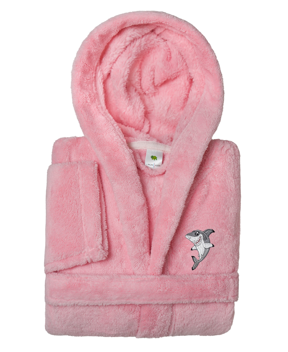 Linum Home Kids Crown Super Plush Double Brushed Hooded Bathrobe In Pink