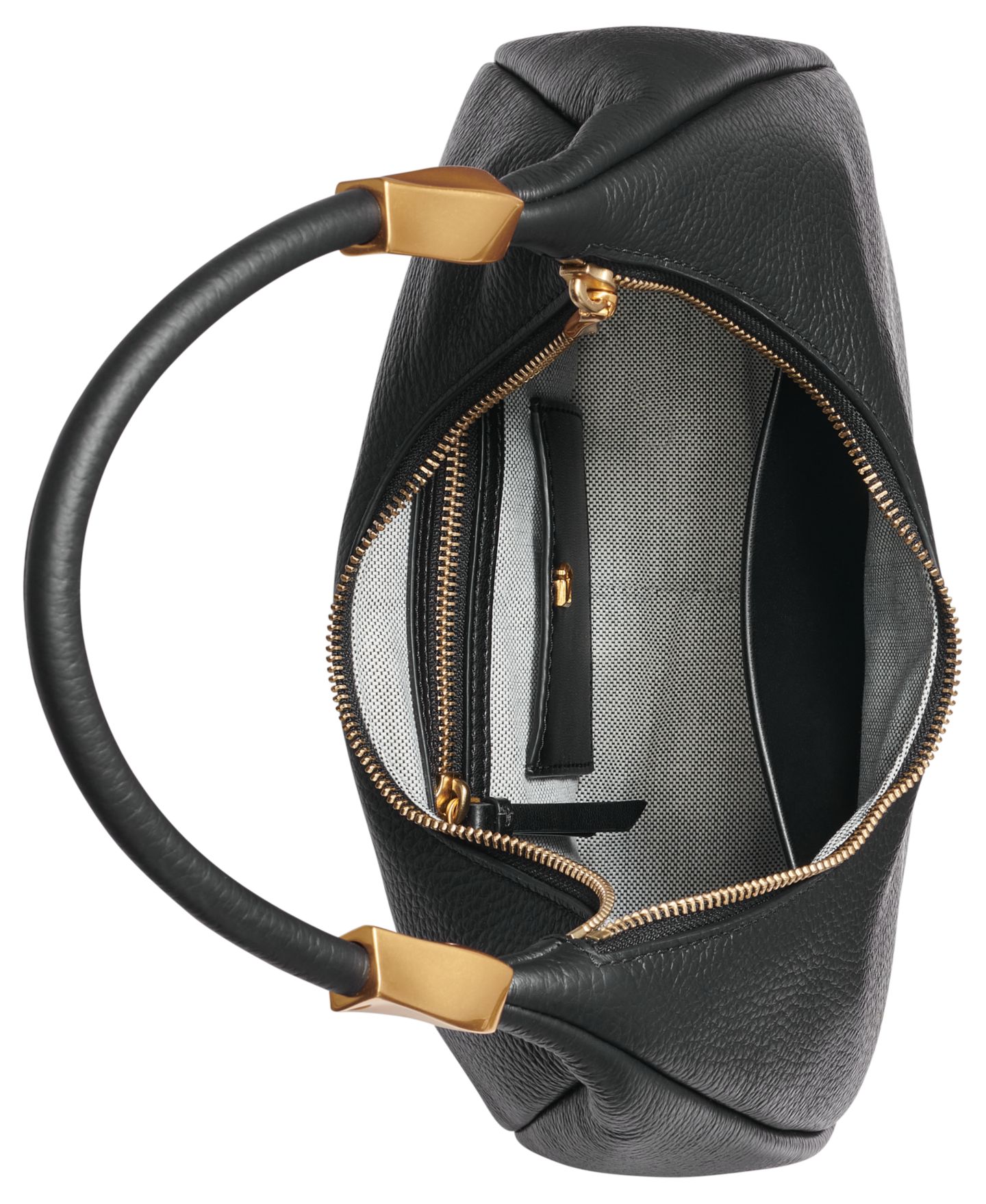 Женская сумка Donna Karan New York Quogue Leather Small Hobo Shoulder, цвет: Чёрный / Золотой — фото 4