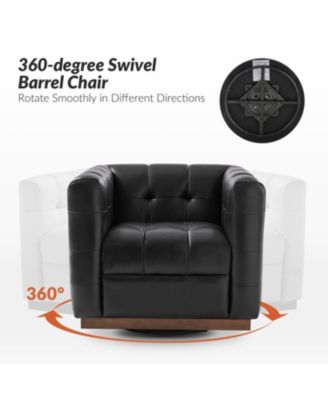 1 Count Gabriel Mid-Certury Modern Genuine Leather Swivel Club Chair