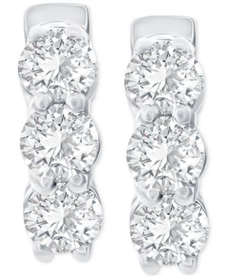 Diamond Huggie Hoop Earrings (1 ct. t.w.) in 14k White or Yellow Gold