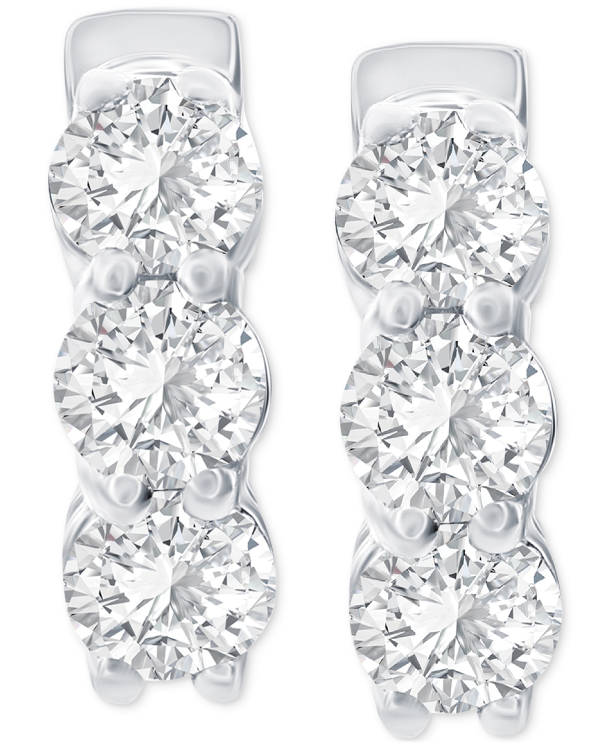 Macy's Diamond Huggie Hoop Earrings (1 Ct. T.w.) In 14k White Or Yellow Gold In White Gold