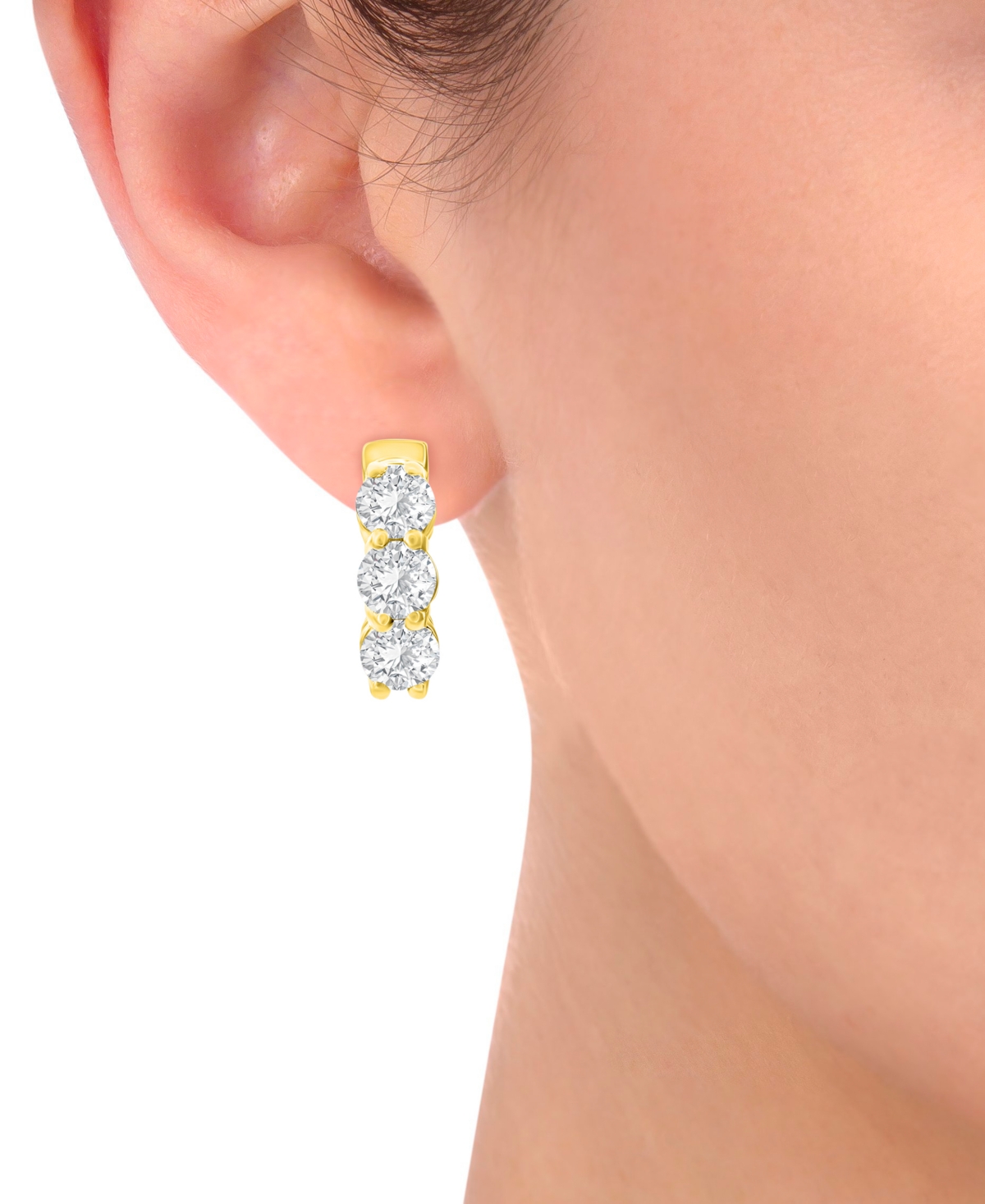 Macy's Diamond Huggie Hoop Earrings (1 Ct. T.w.) In 14k White Or Yellow Gold In Yellow Gold