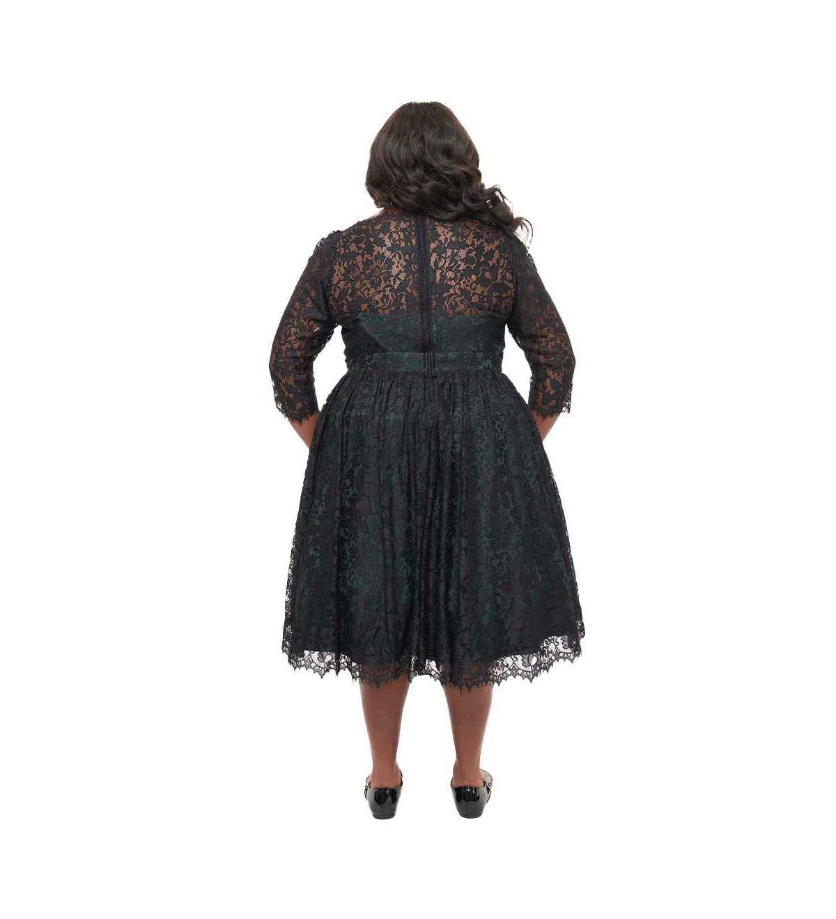 Unique Vintage Plus SizeSwing Dress - Black lace