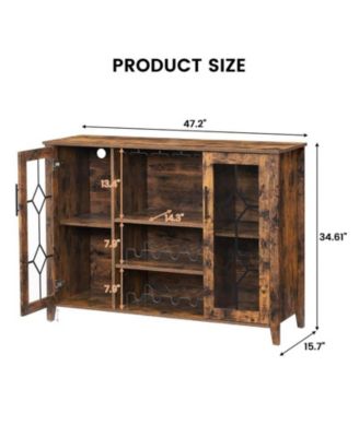 Wine Bar Cabinet with Led Light,Home Coffee Cabinet with Wine and Glass Rack,Kitchen Buffet Sideboard with Storage,Liquor Cabinet for Bar,Dining Room,Kitchen(Rustic Brown)