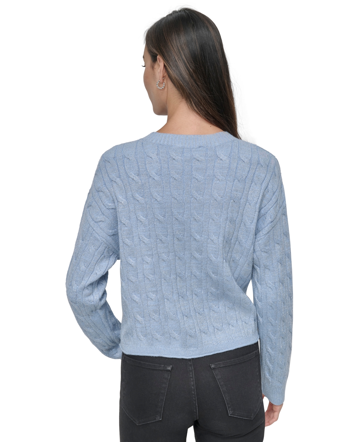 Dkny Jeans Women's Lightweight Cable-Knit Sweater -SILVER
