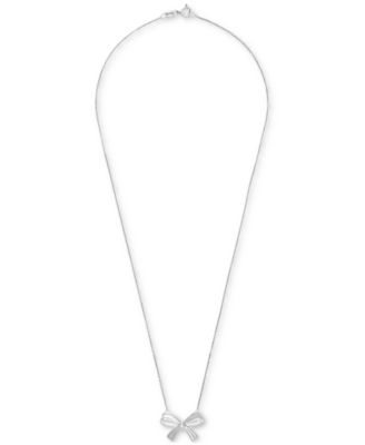 Diamond Bow 17" Pendant Necklace (1/10 ct. t.w.) in Sterling Silver