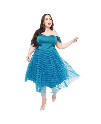 Unique Vintage Plus Size Tulle Off The Shoulder Swing Dress - Macy's