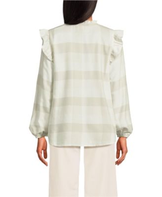Women's Ruffle Front Flannel Popover Blouse