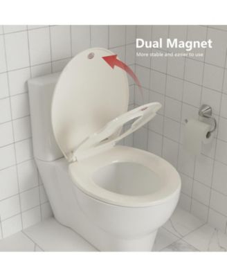 Soft-Close Round Toilet Seat with Built-In Toddler Potty Training Feature