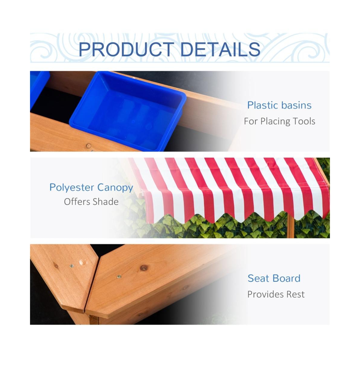 Slickblue Kids Wooden Sandbox for Timeless Outdoor Fun – Sturdy Construction, Safe Play Area, and Natural Aesthetic - Natural