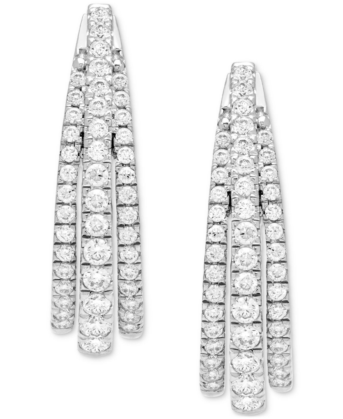 Diamond Triple Row Oval Hoop Earrings (1 ct. t.w.) in 14k- White Gold