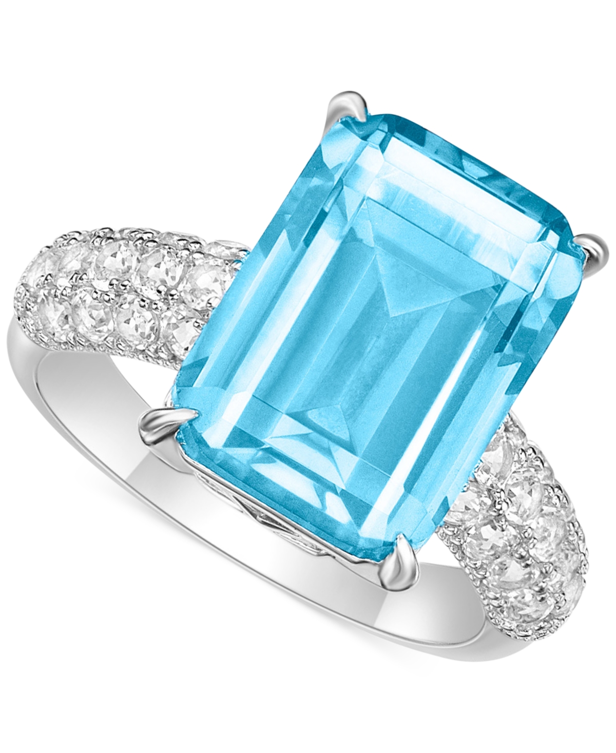 Macy's Amethyst (8 Ct. T.w.) & White Topaz (1/3 Ct. T.w.) Statement Ring In Rose Gold-plated Sterling Silve In Sky Blue Topaz