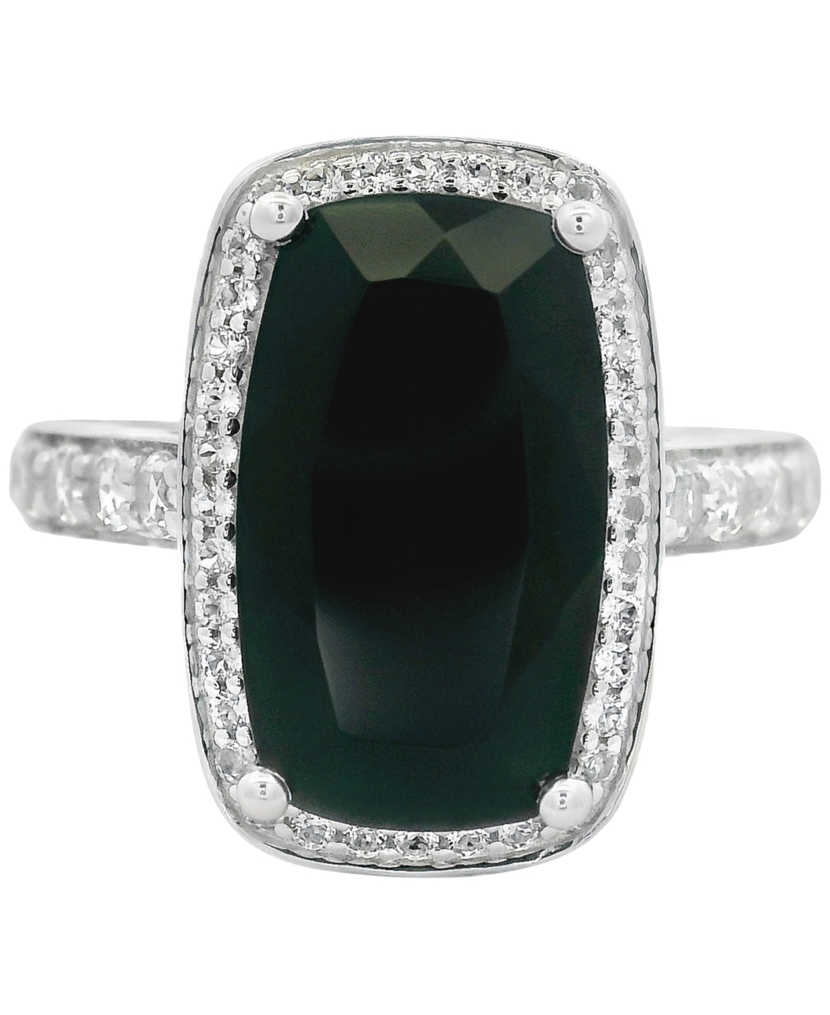 Macy's Amethyst (6 Ct. T.w.) & White Topaz (1/3 Ct. T.w.) Cushion Halo Statement Ring In Gold-plated Sterli In Black Onyx