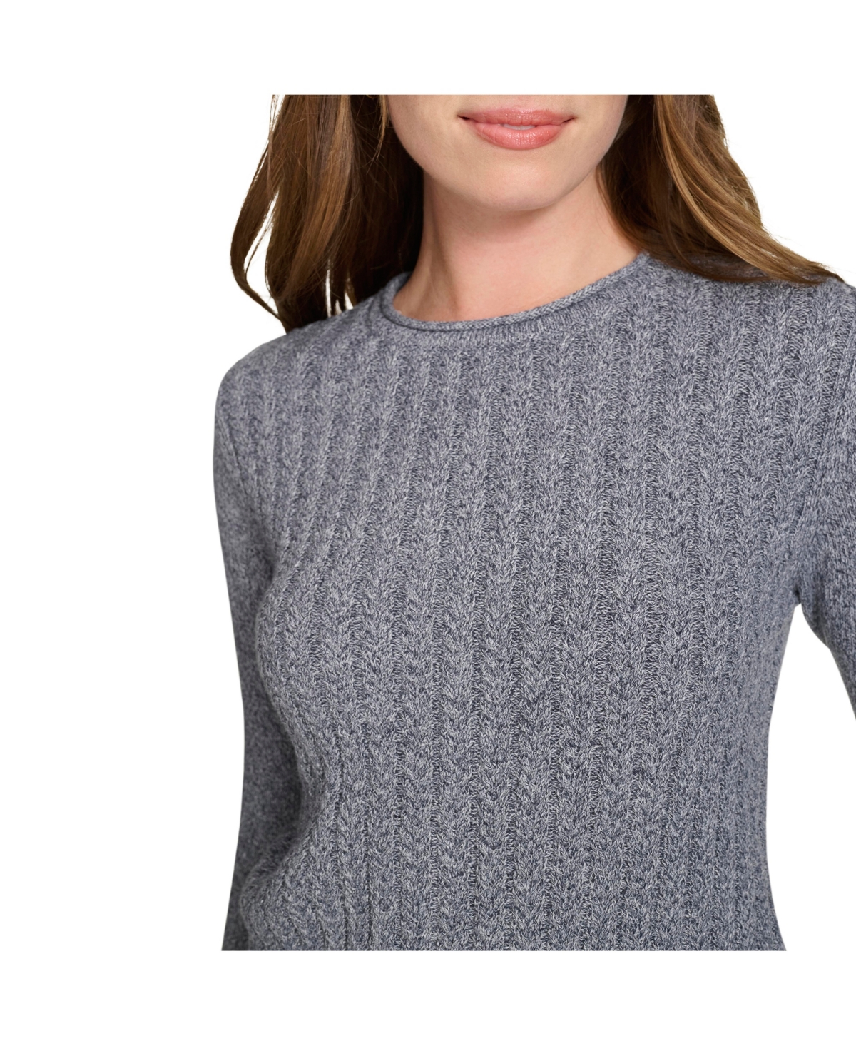 Nautica Jeans Women's Roll Neck Stacked Cable Sweater