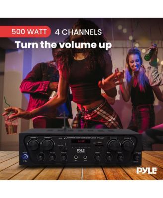 4-Channel Bluetooth Home Audio Amplifier With FM Radio, MP3/USB/SD/AUX Playback, 500 Watt