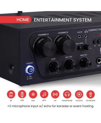 4-Channel Bluetooth Home Audio Amplifier With FM Radio, MP3/USB/SD/AUX Playback, 500 Watt